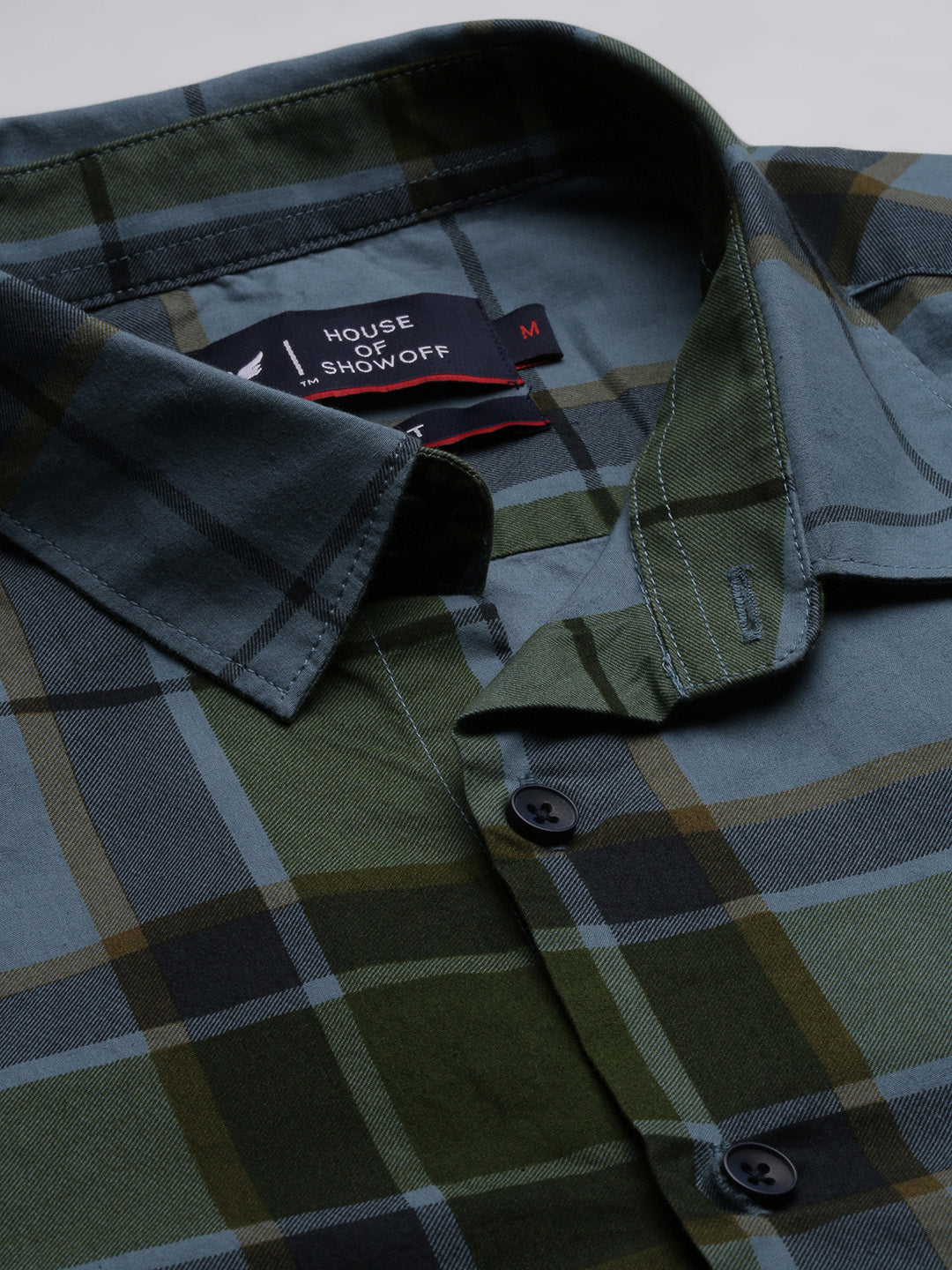 Men Tartan Checks Blue Shirt