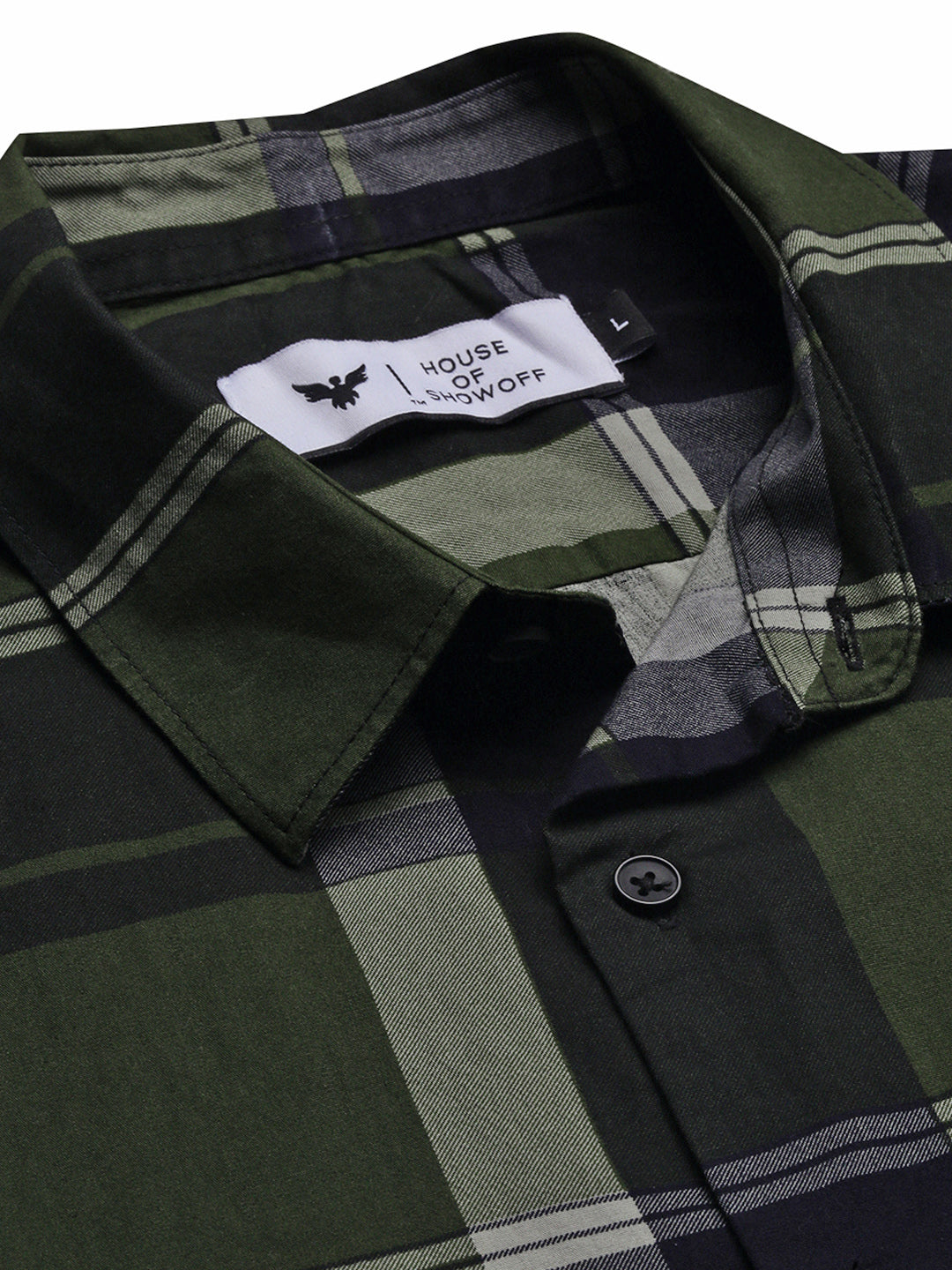 Men Checked Green Slim Fit Shirt