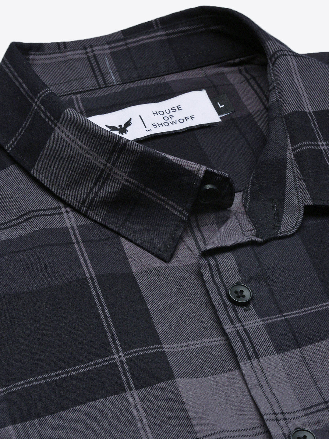 Men Checked Grey Slim Fit Shirt