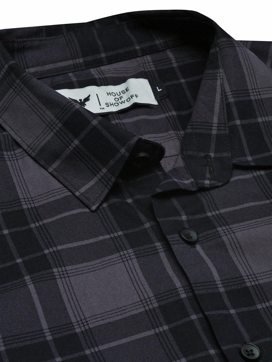 Men Checked Grey Slim Fit Shirt