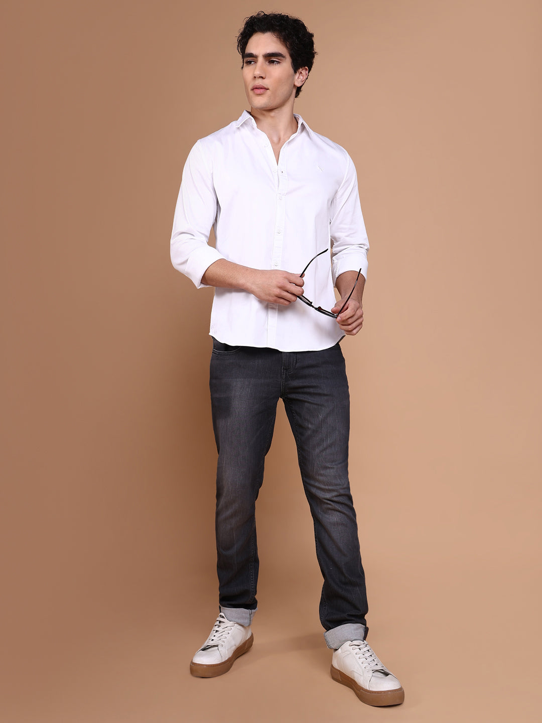 Men White Solid Shirt