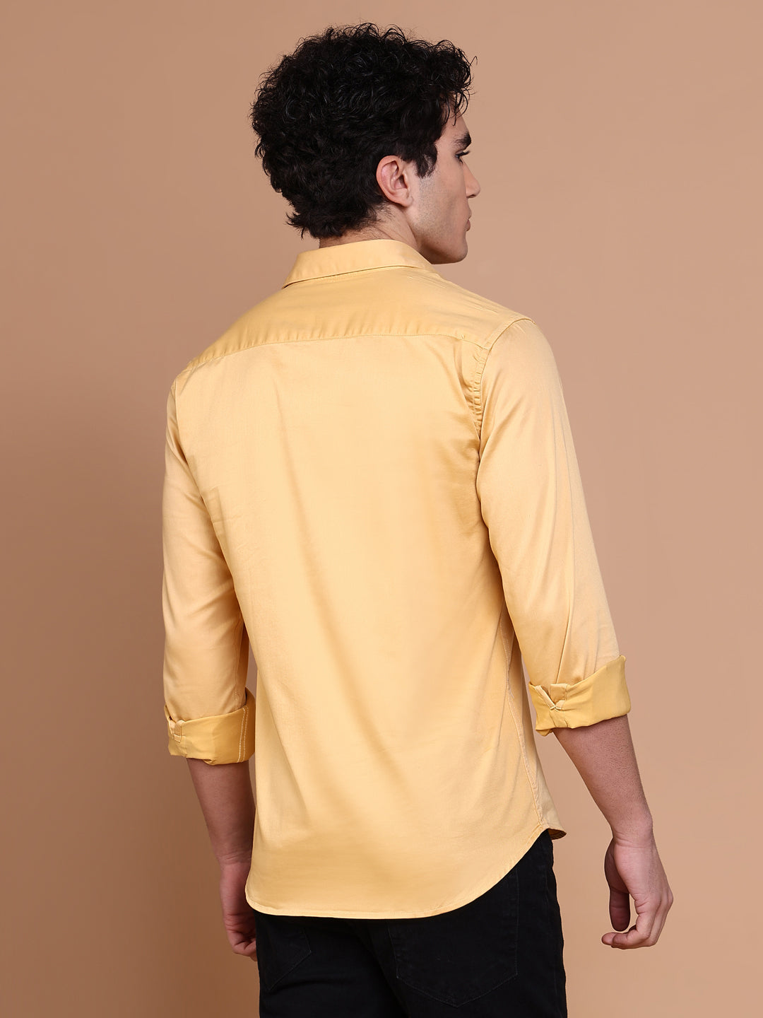 Men Mustard Solid Shirt