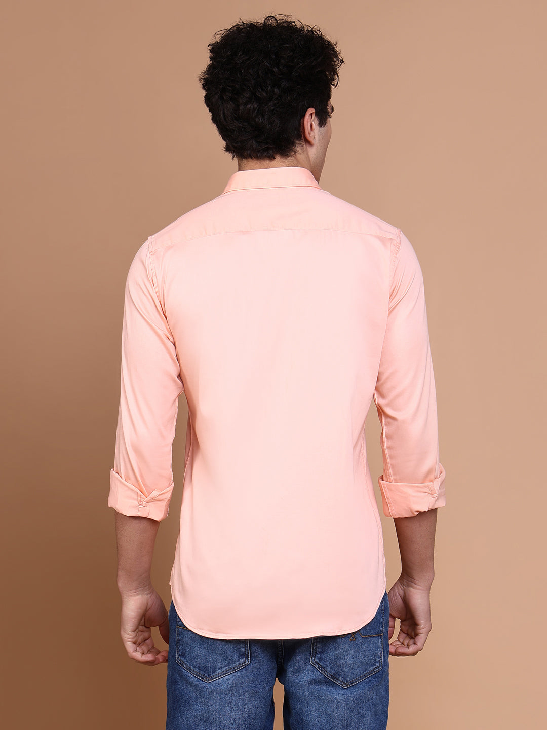 Men Peach Solid Shirt