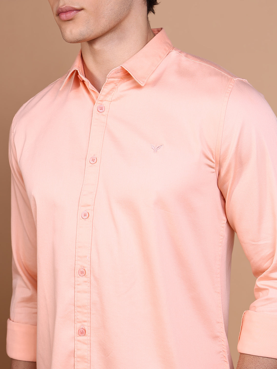 Men Peach Solid Shirt