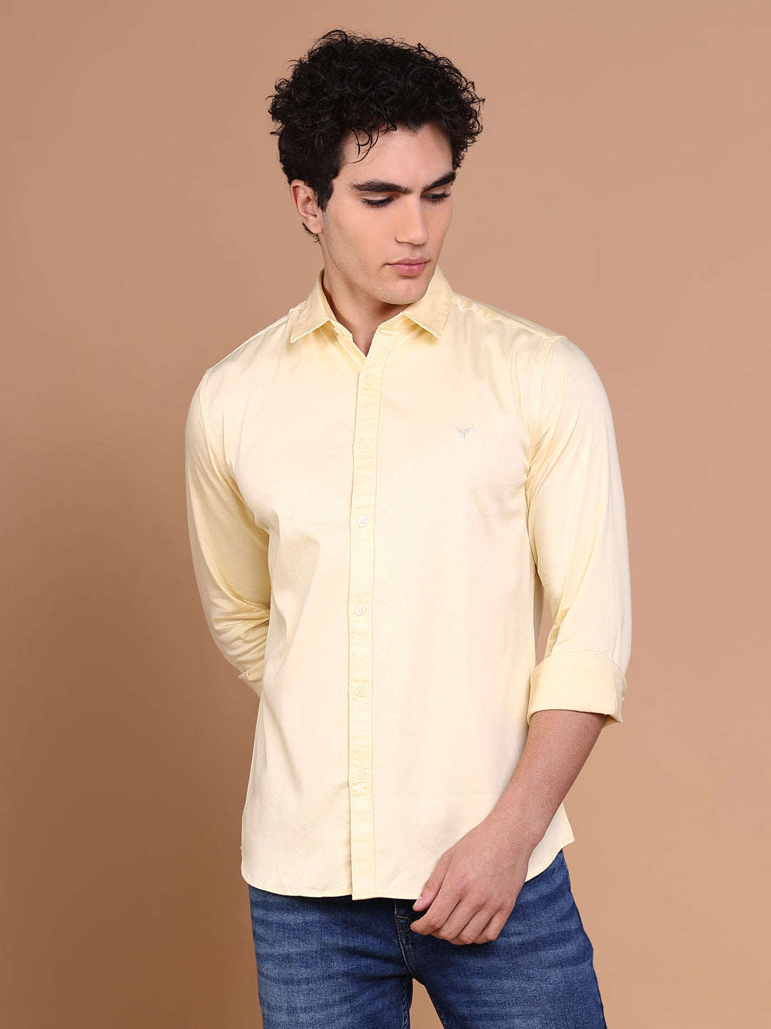 Men Yellow Solid Shirt