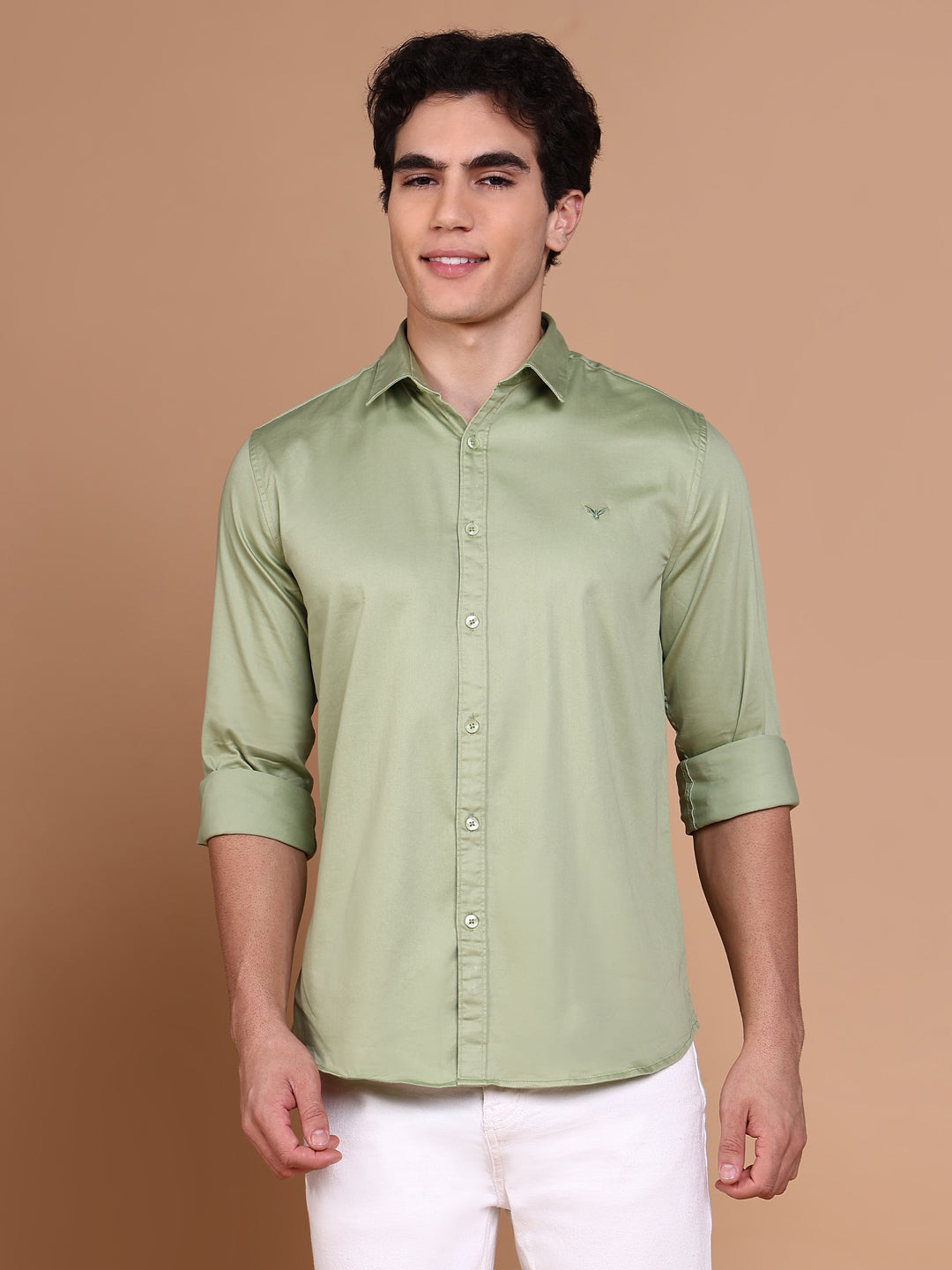 Men Green Solid Shirt