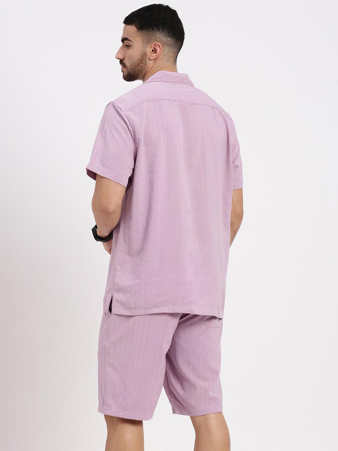 Men Lavender Solid Co Ords Set