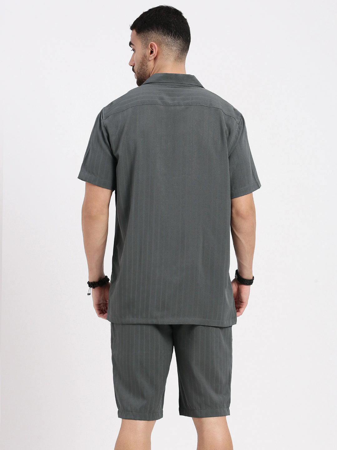 Men Grey Solid Co Ords Set