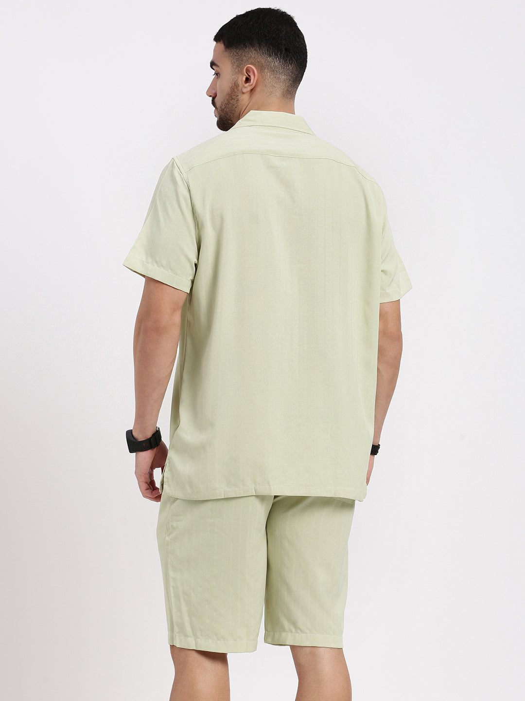 Men Green Solid Co Ords Set