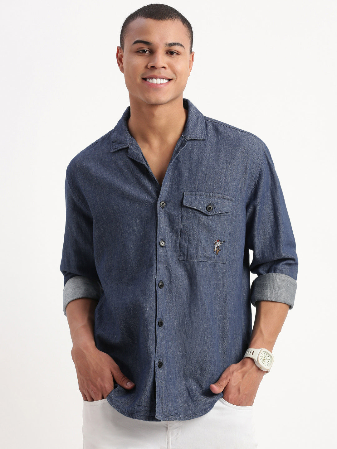 Men's Navy Blue Oversized Shirt
