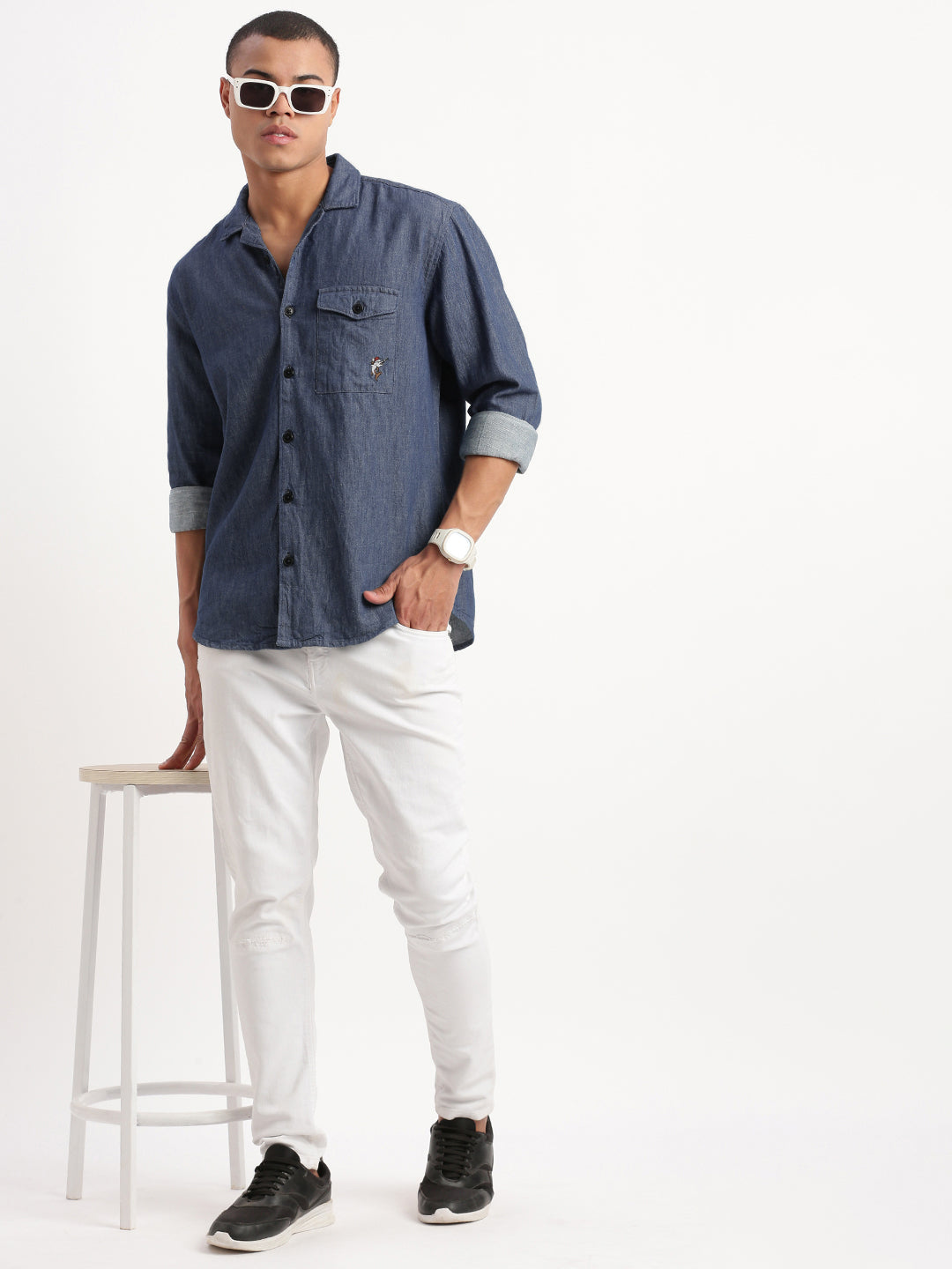 Men's Navy Blue Oversized Shirt