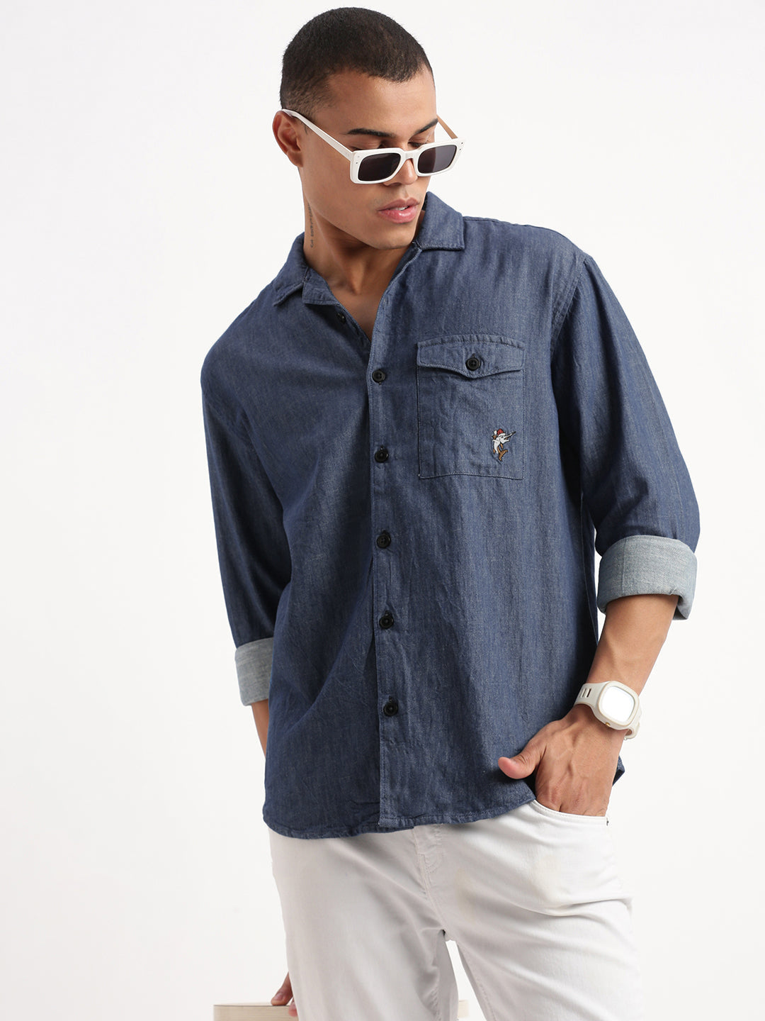 Men's Navy Blue Oversized Shirt