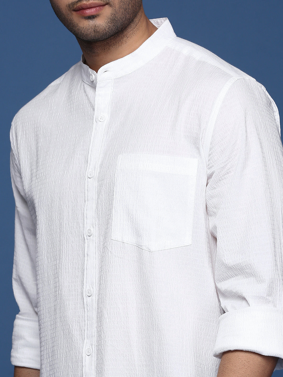 Men Solid White Slim Fit Shirt