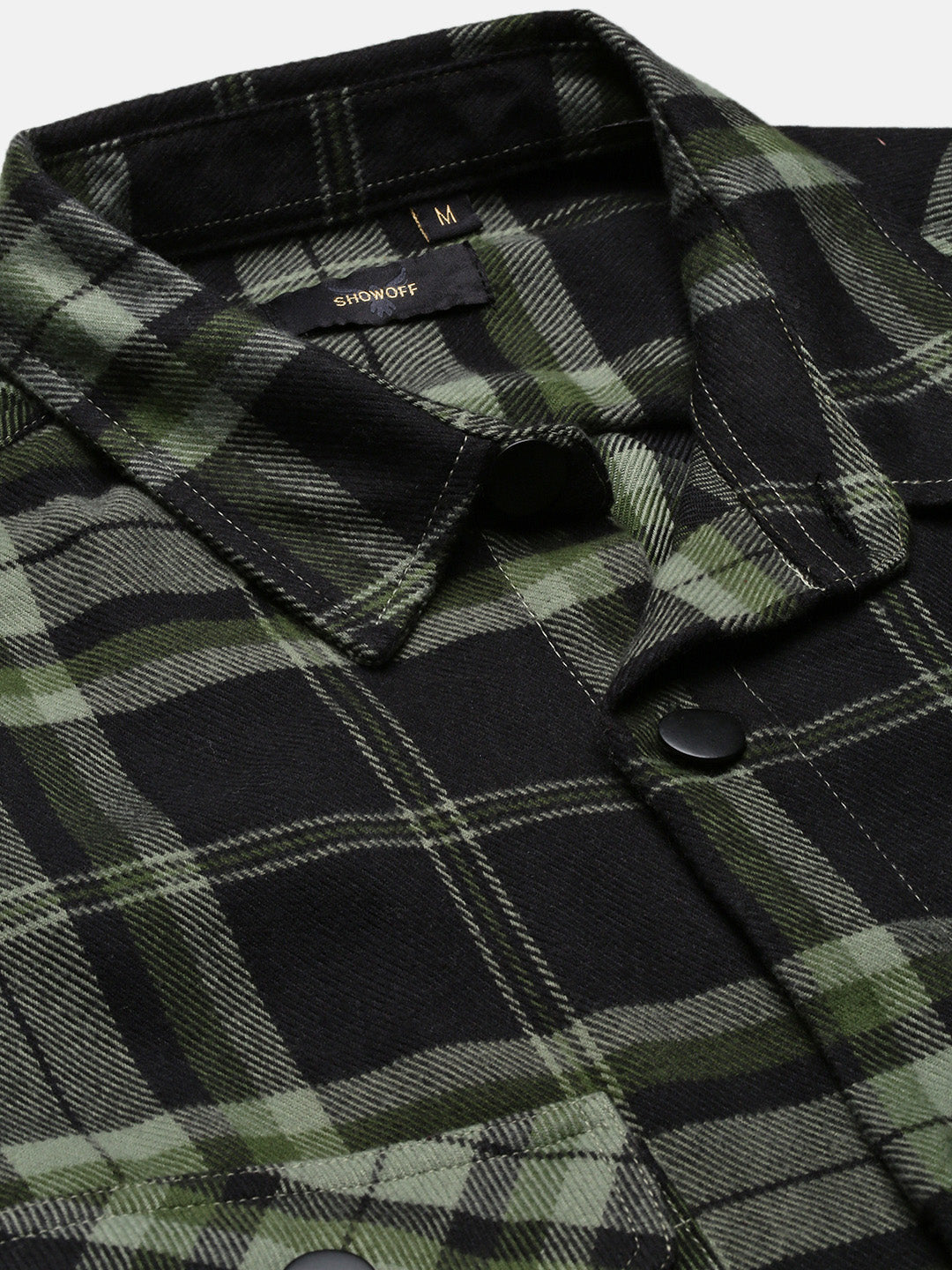 Men Green Checked Shacket