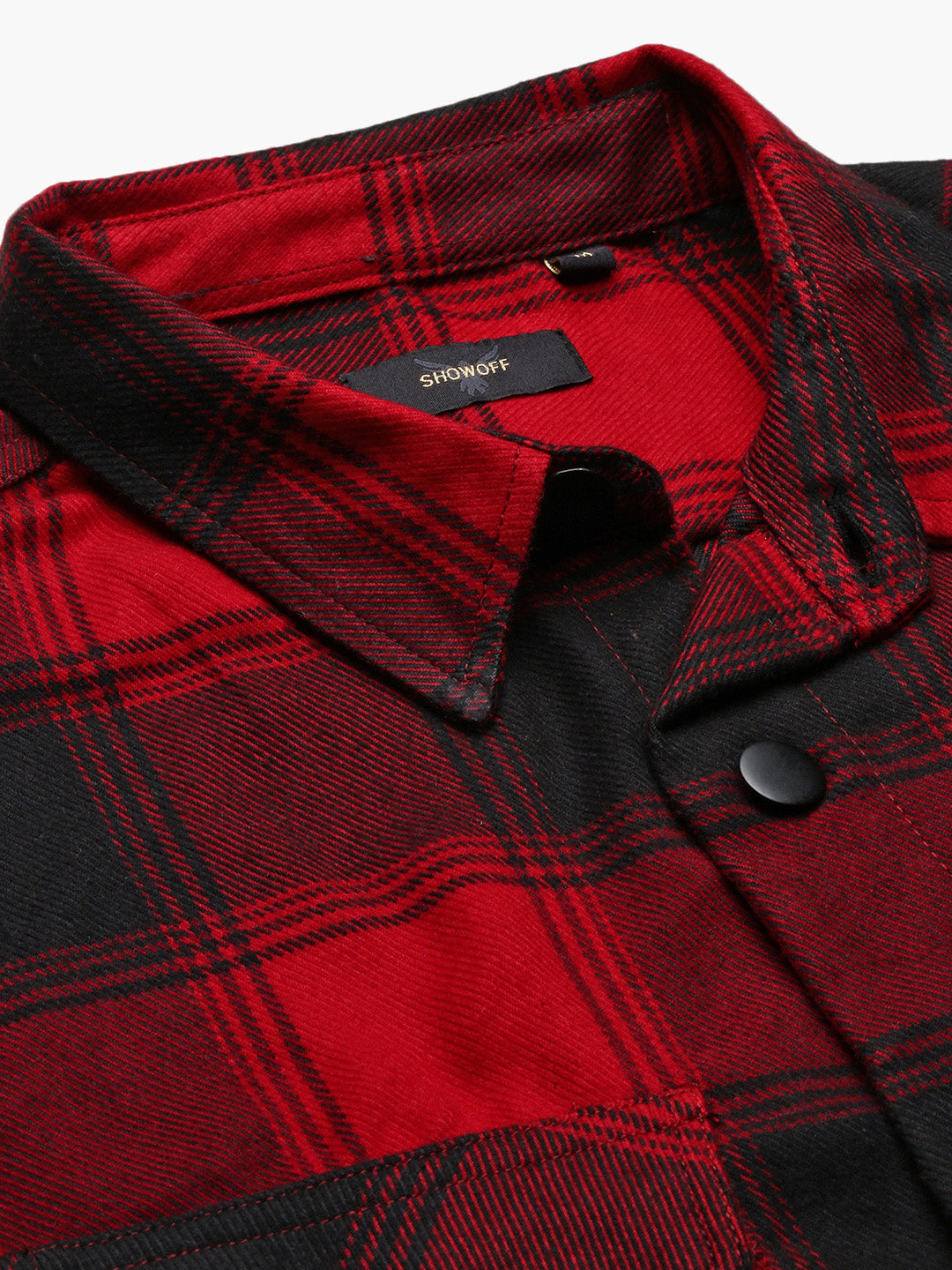 Men Red Checked Shacket