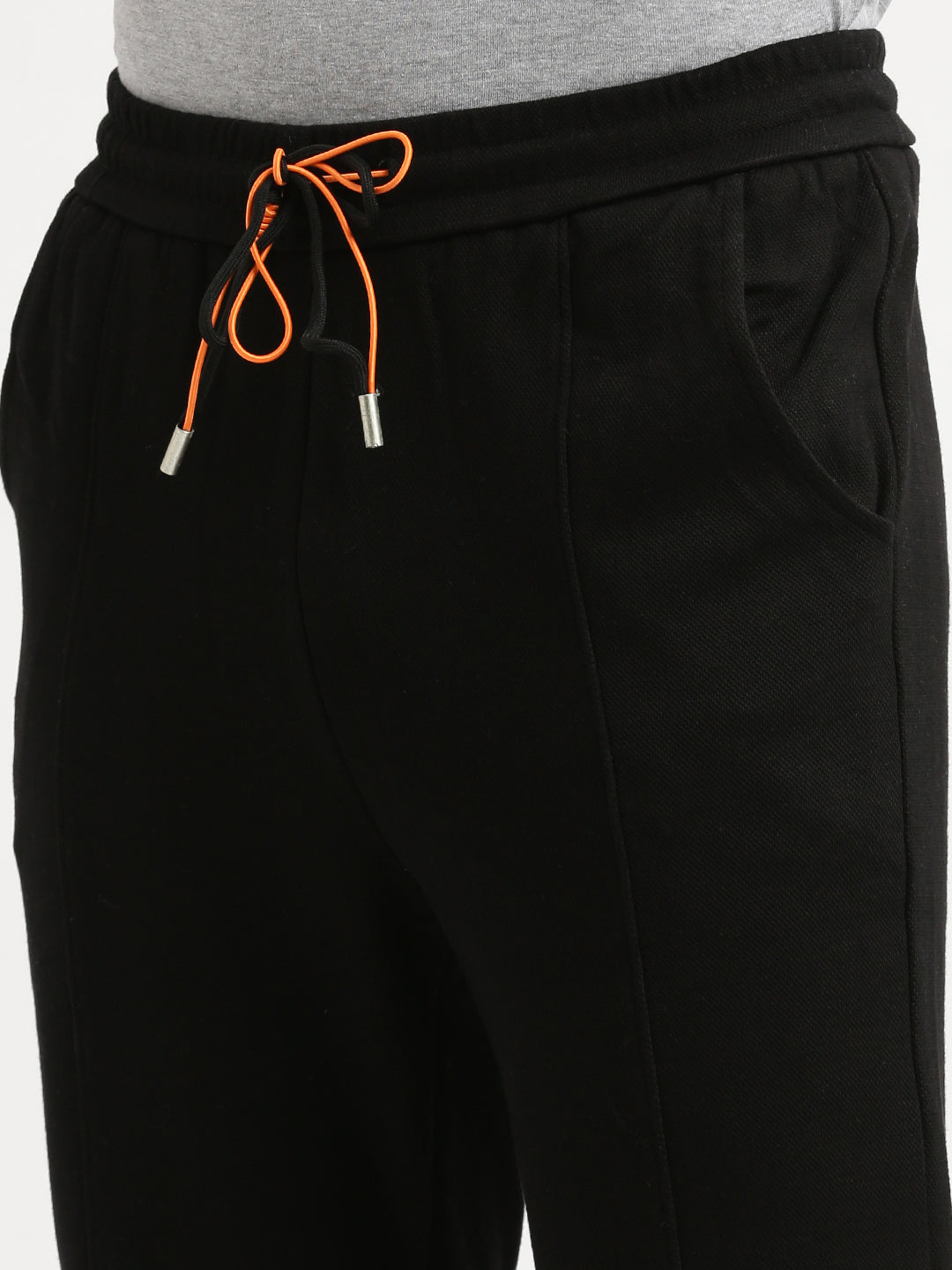 Men Slim Fit Solid Black Track Pant