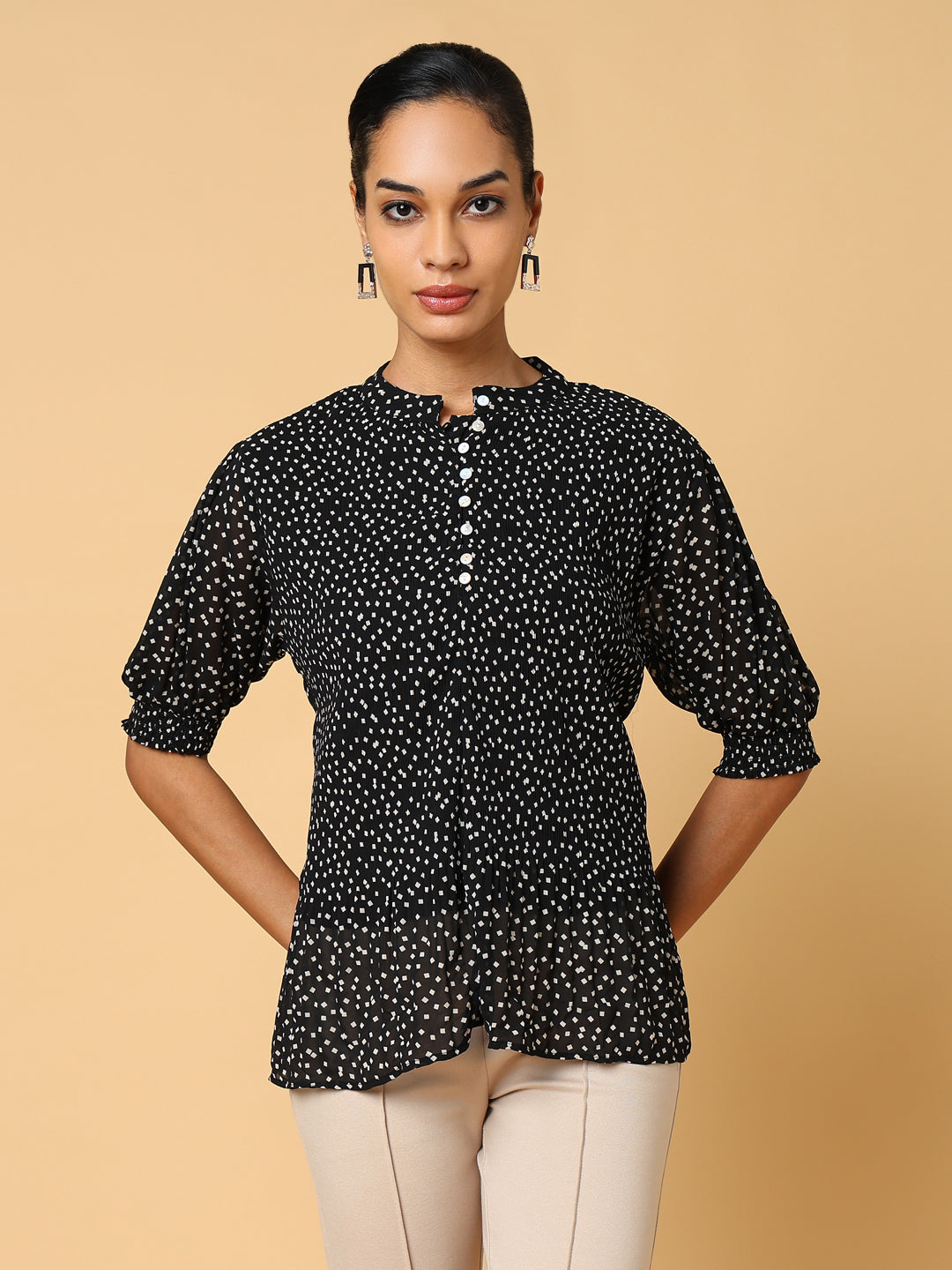 Women Black Polka Dots Top