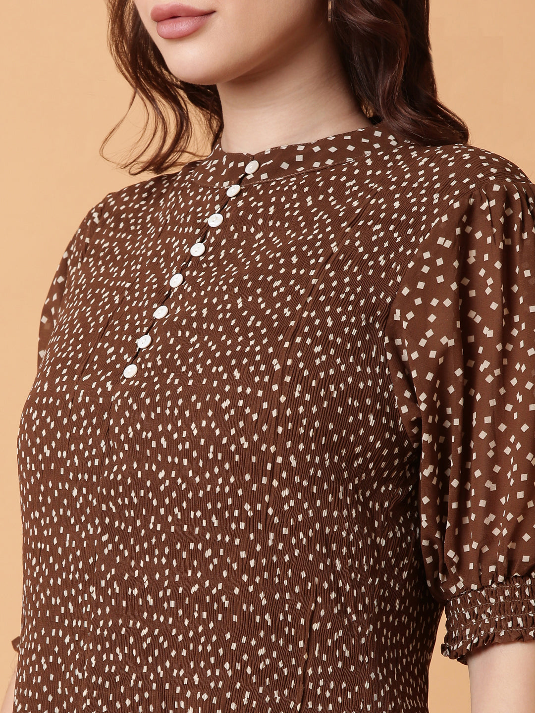 Women Brown Polka Dots Top