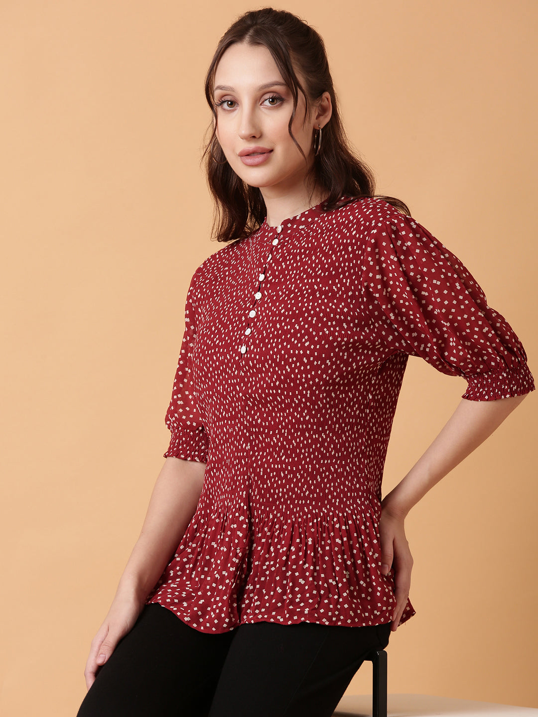 Women Red Polka Dots Top