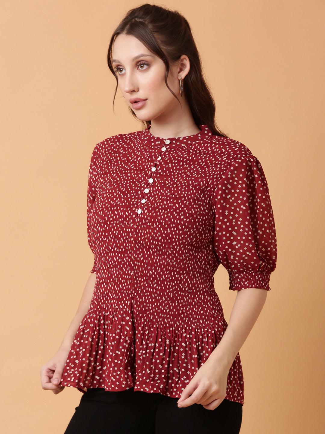 Women Red Polka Dots Top