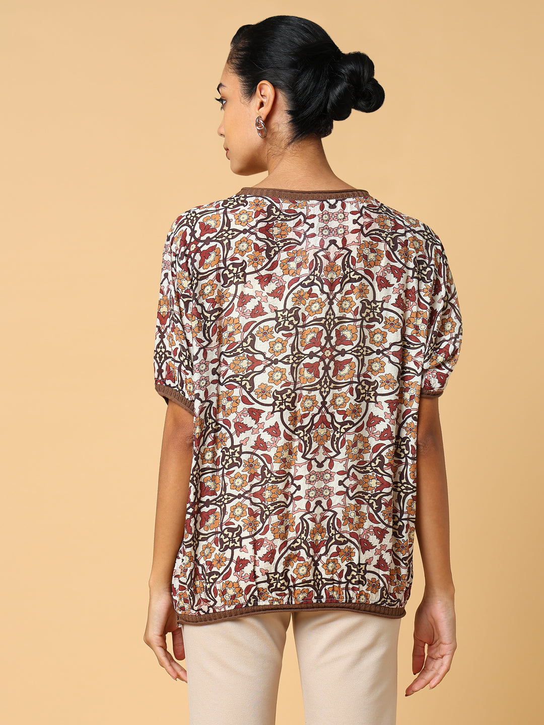 Women Brown Graphic Top