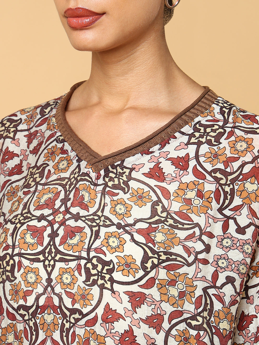 Women Brown Graphic Top