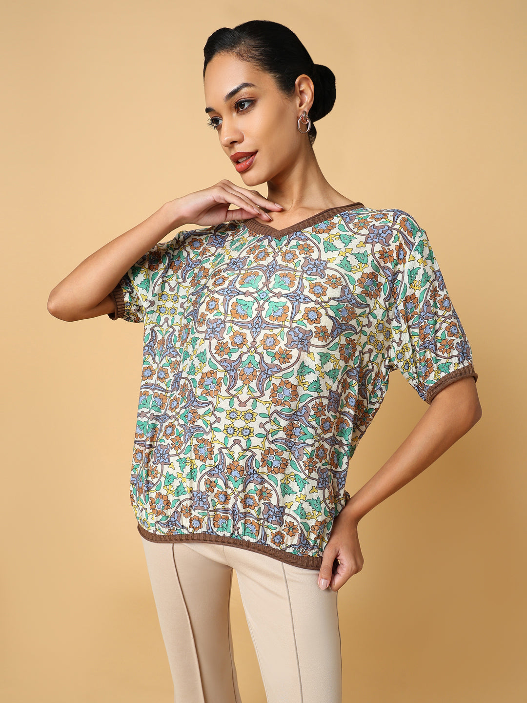 Women Green Graphic Top