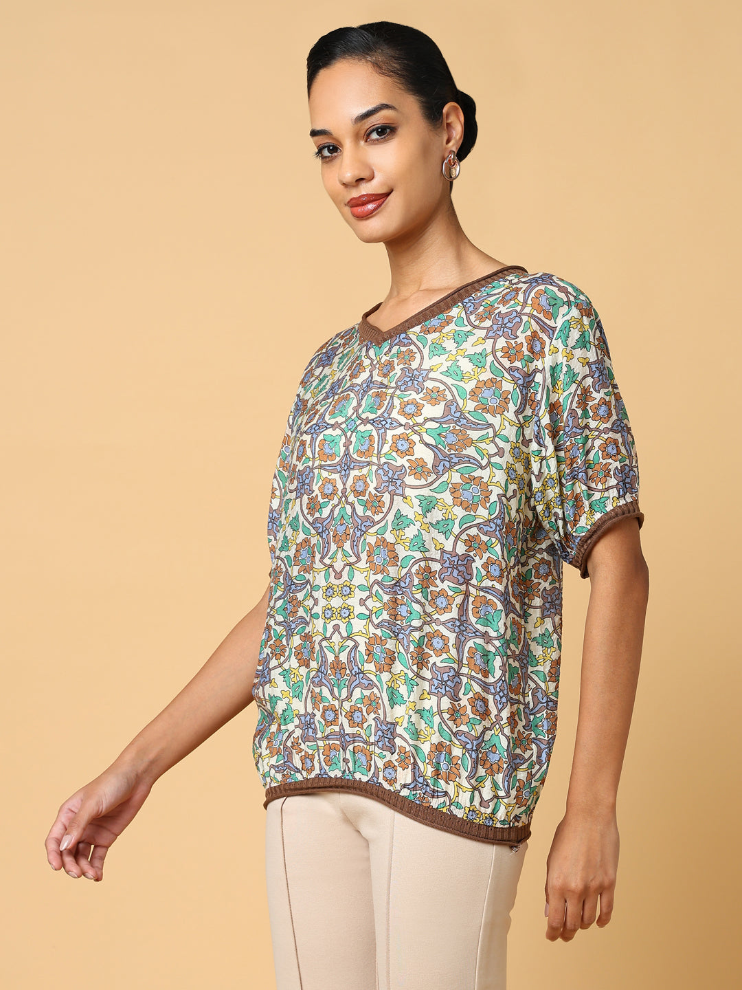 Women Green Graphic Top