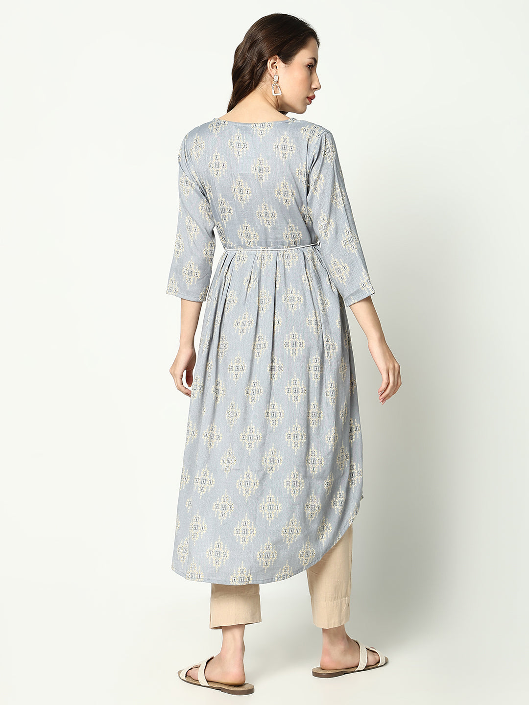 Women Printed Empire Grey Kurta