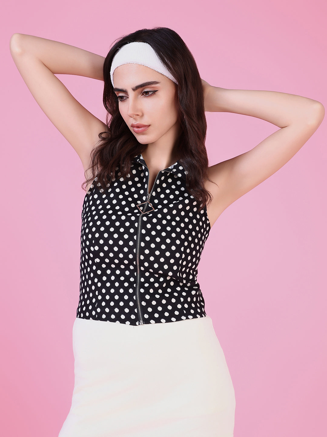 Women Black Polka Dots Top