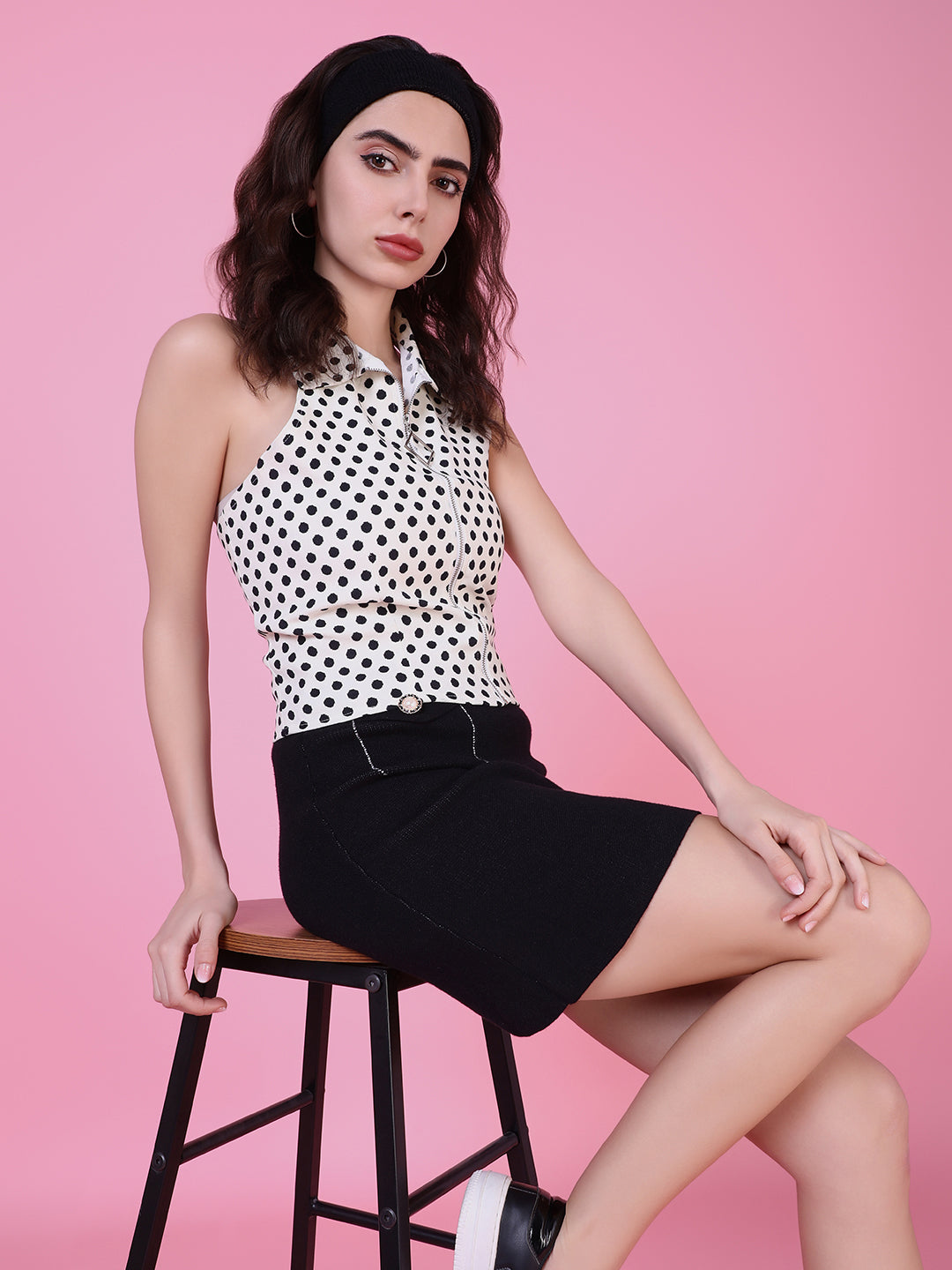 Women Cream Polka Dots Top