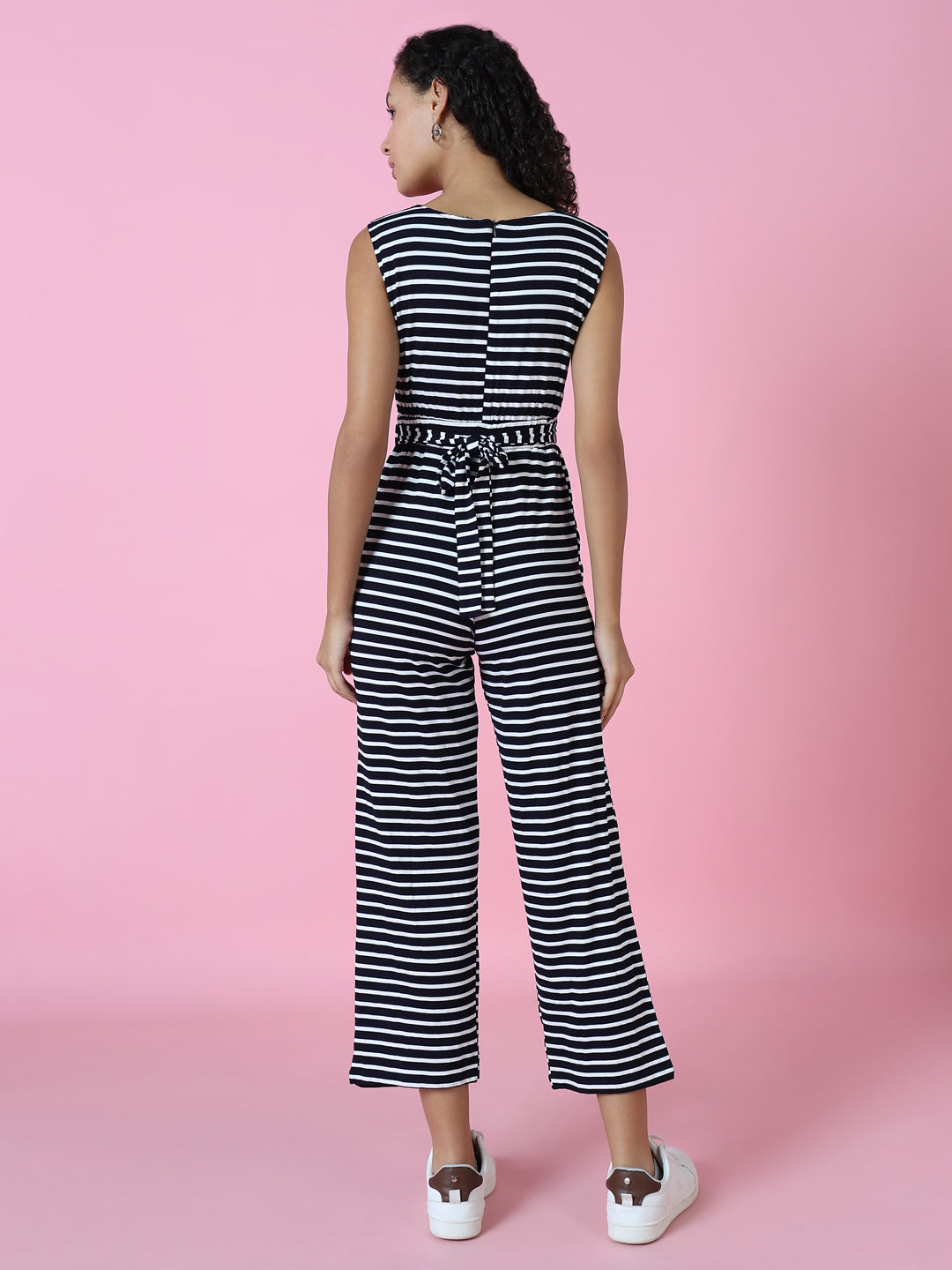 Women's Navy Blue Striped Jumpsuit