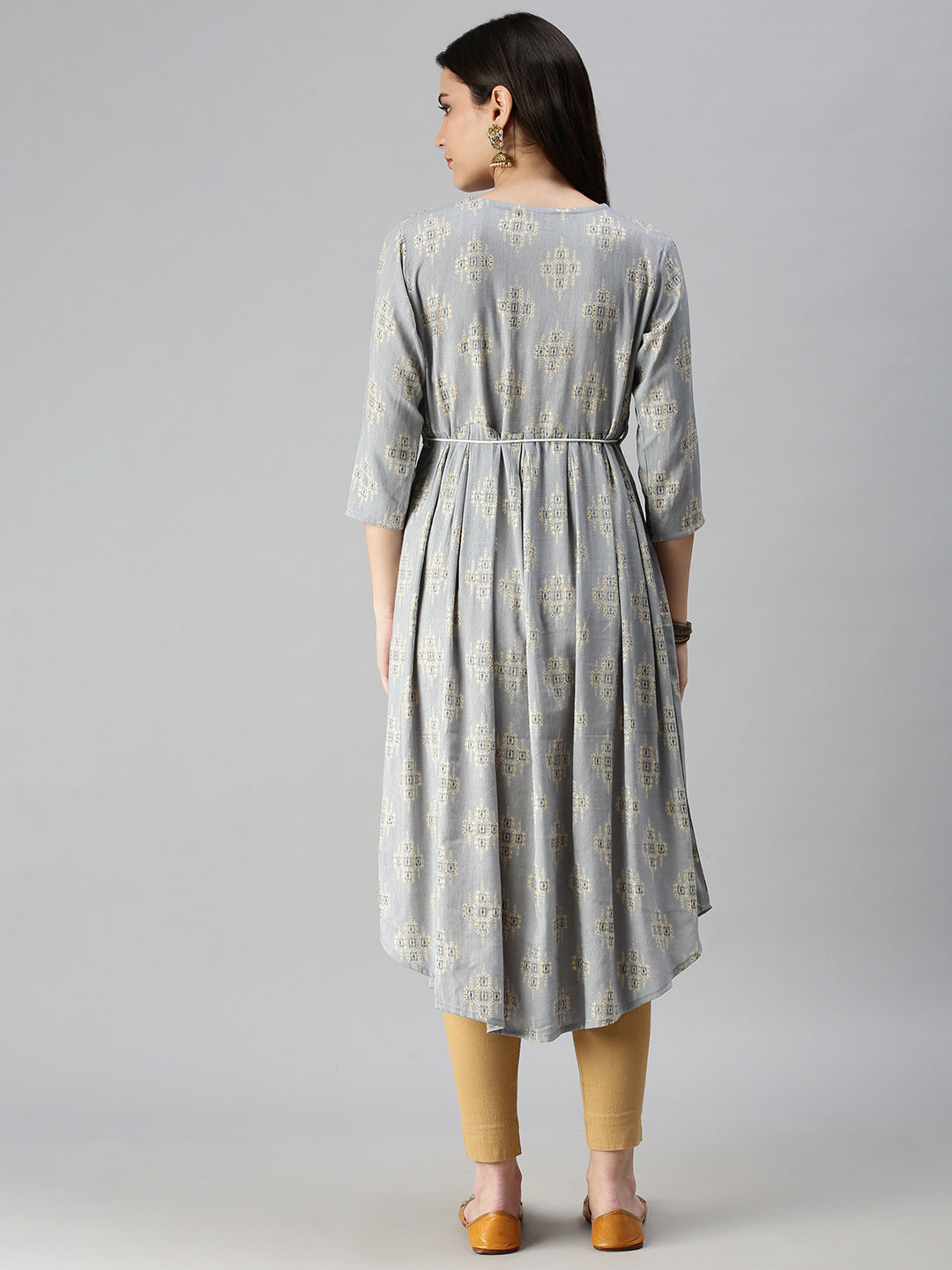 Women Printed Grey A-Line Kurta