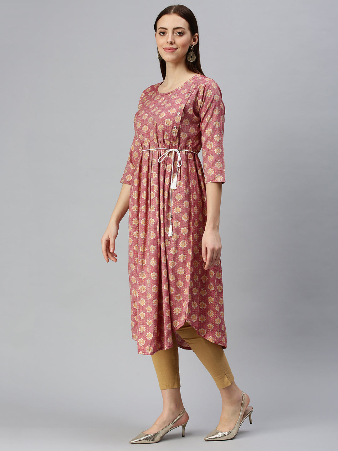 Women Printed Rust A-Line Kurta