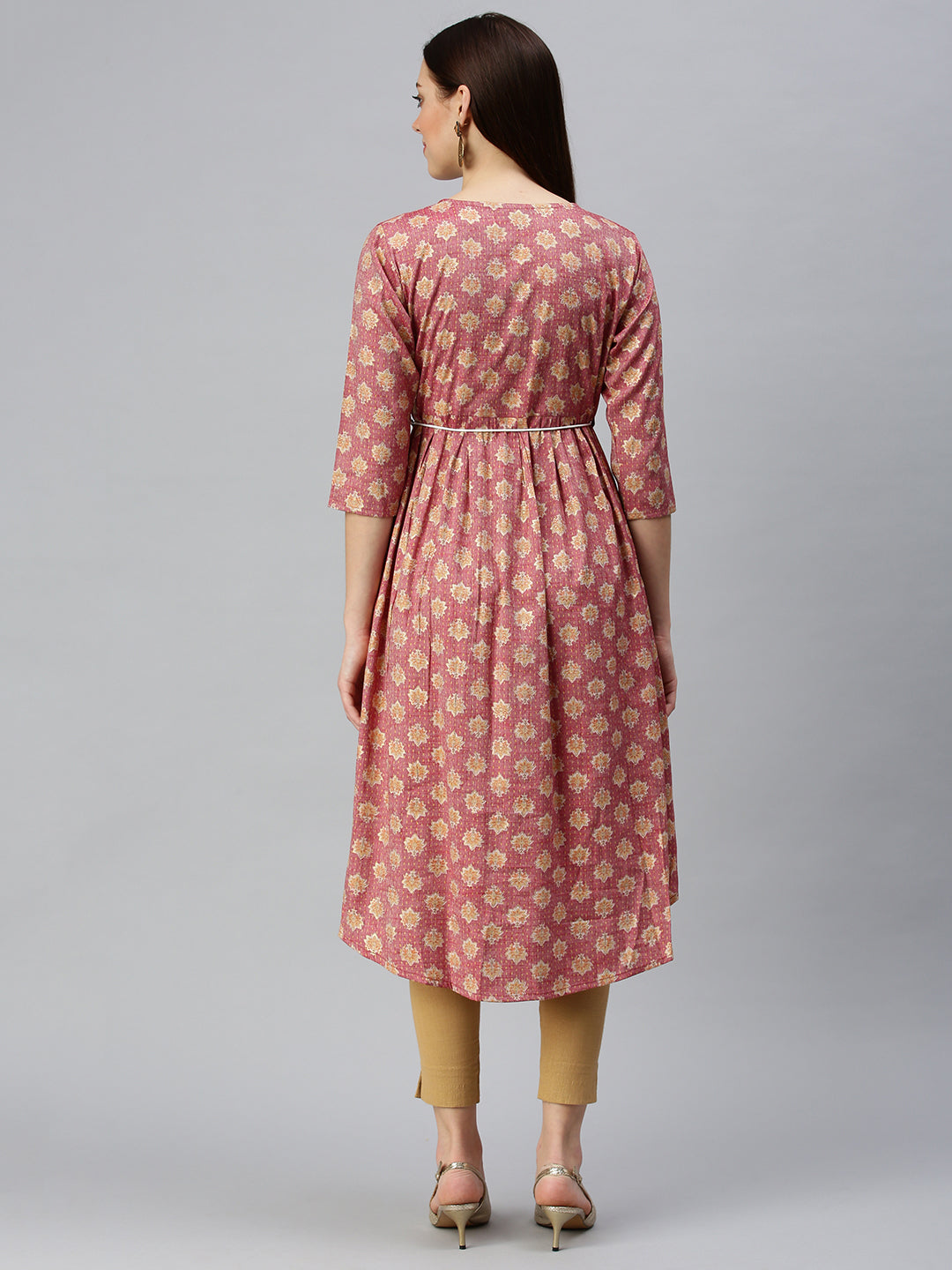 Women Printed Rust A-Line Kurta