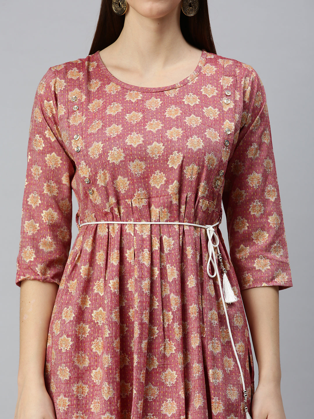 Women Printed Rust A-Line Kurta