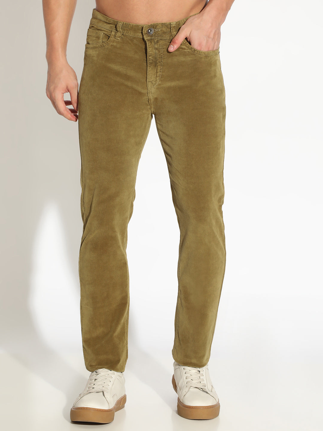 Men's Olive Slim Fit Low-Rise Jeans