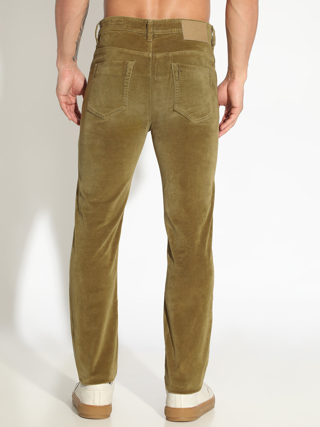 Men's Olive Slim Fit Low-Rise Jeans
