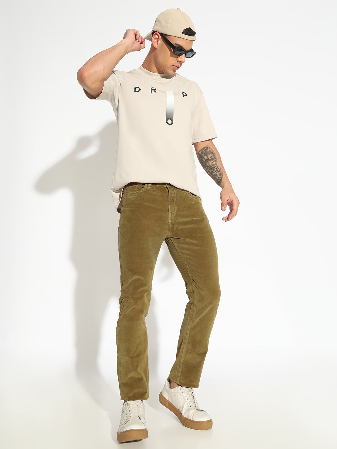 Men's Olive Slim Fit Low-Rise Jeans