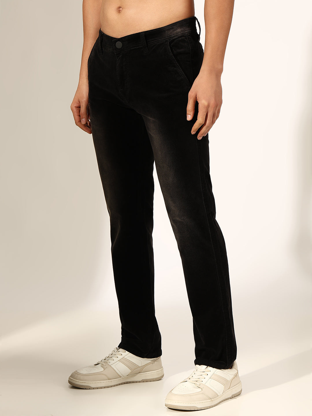 Men's Faded Brown Mid-Rise Straight Fit Jeans with Washed Finish