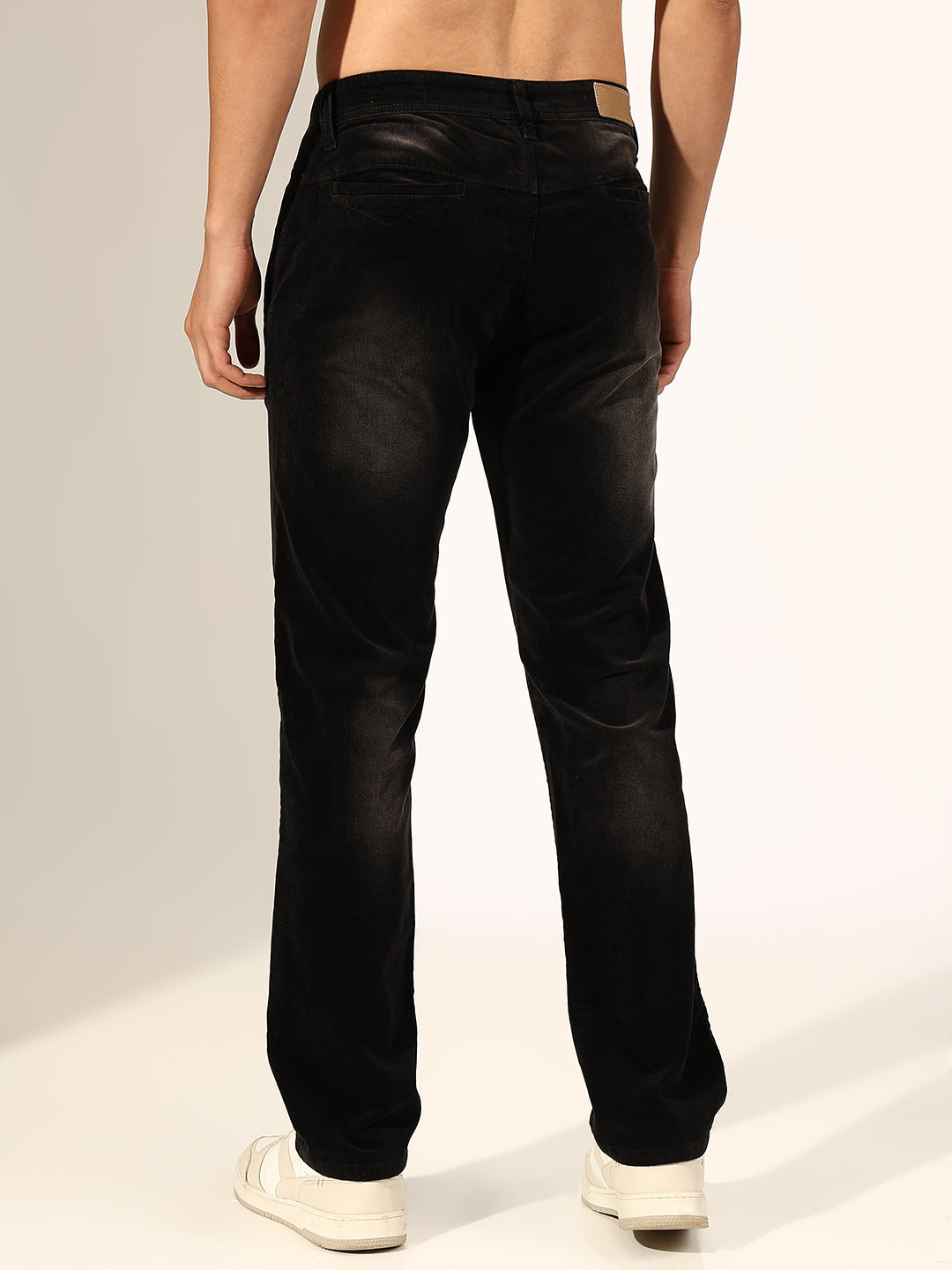 Men's Faded Brown Mid-Rise Straight Fit Jeans with Washed Finish