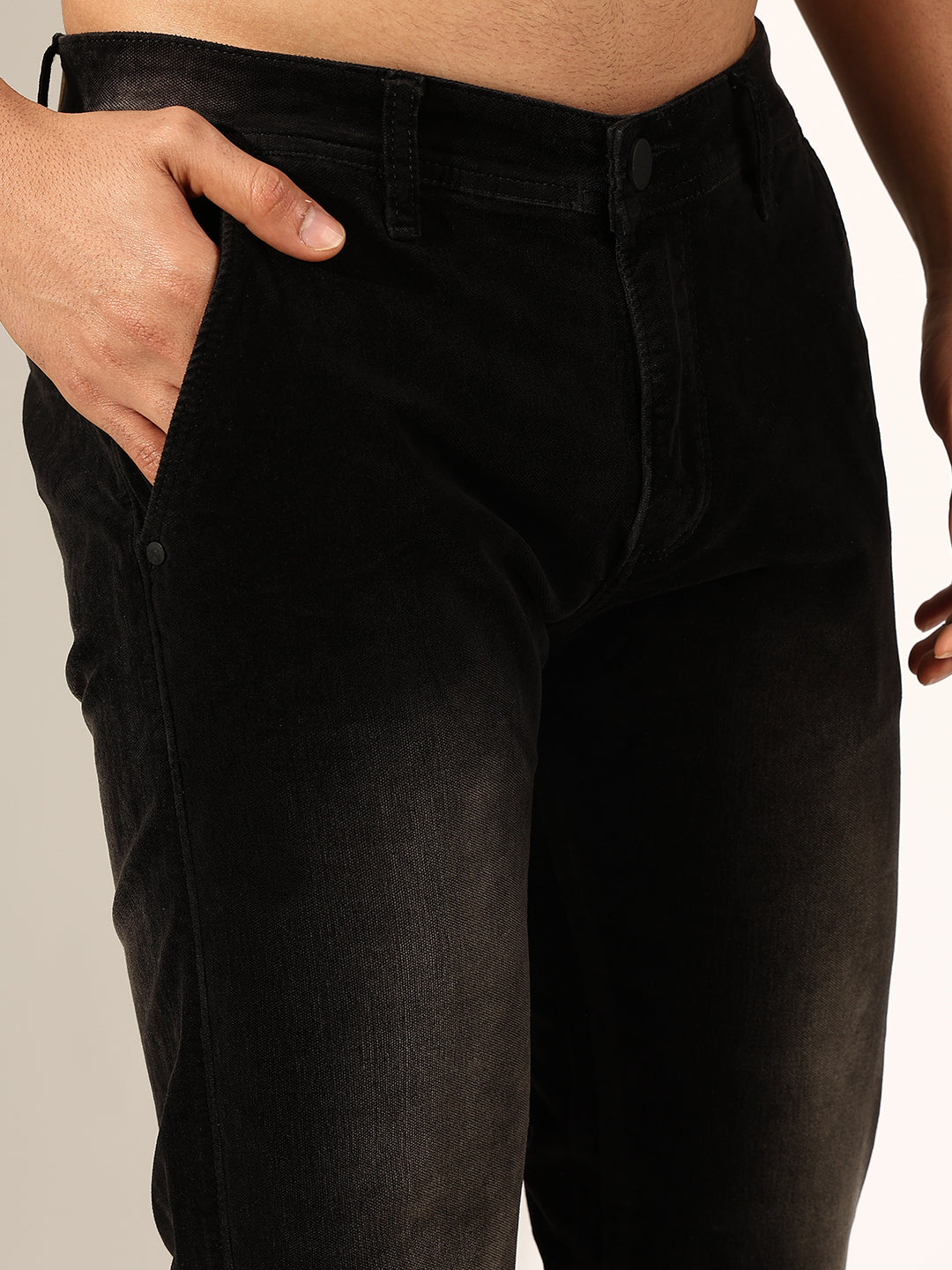 Men's Faded Brown Mid-Rise Straight Fit Jeans with Washed Finish