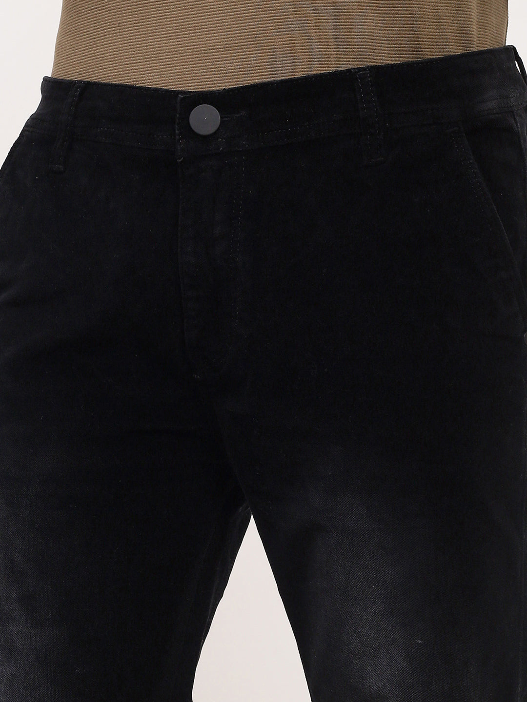 Men Black Solid Straight Fit Jeans