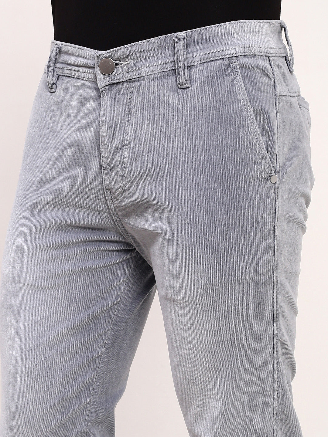 Men Grey Solid Straight Fit Jeans