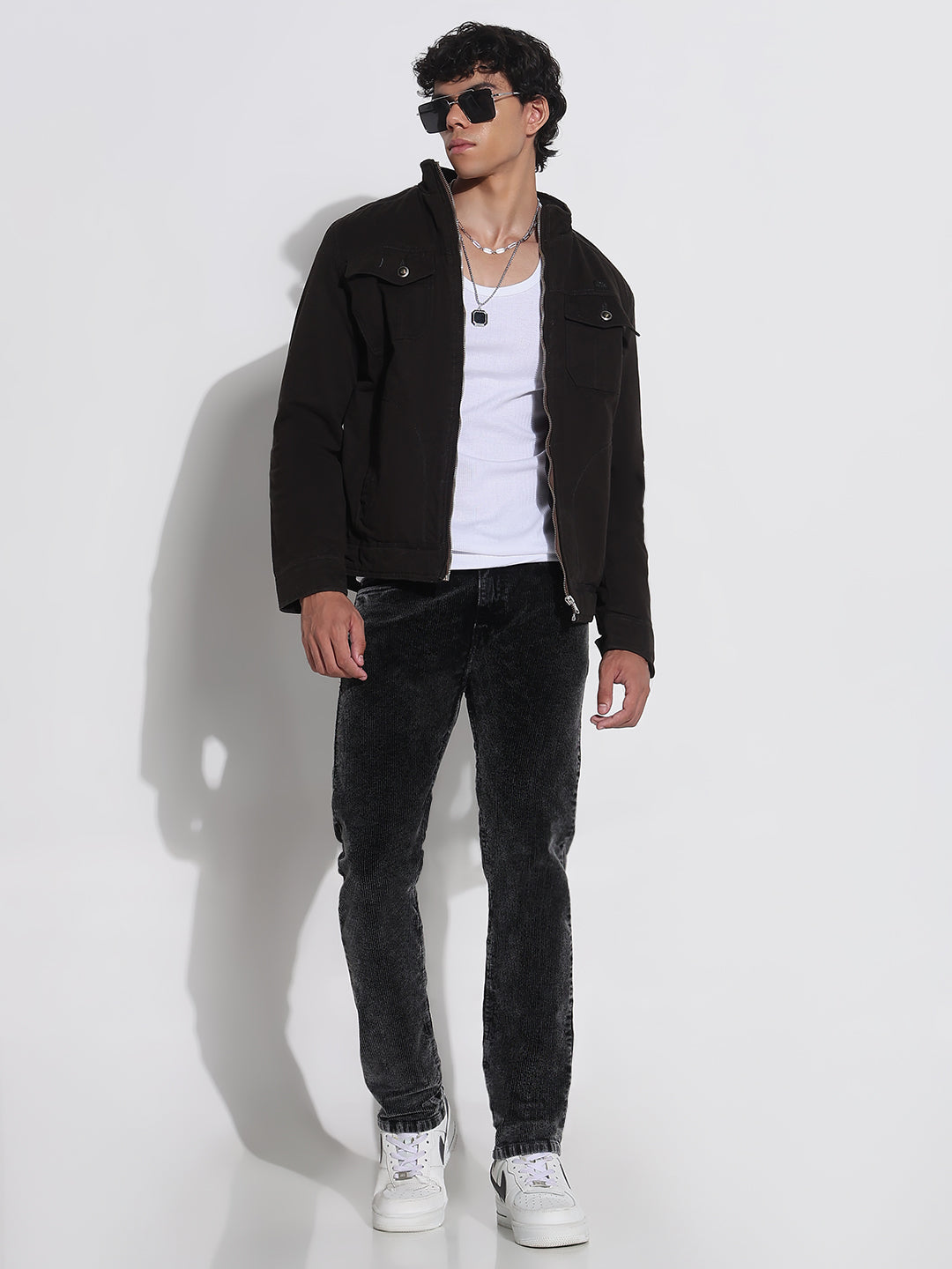 Men's Black Slim Fit Corduroy Jeans