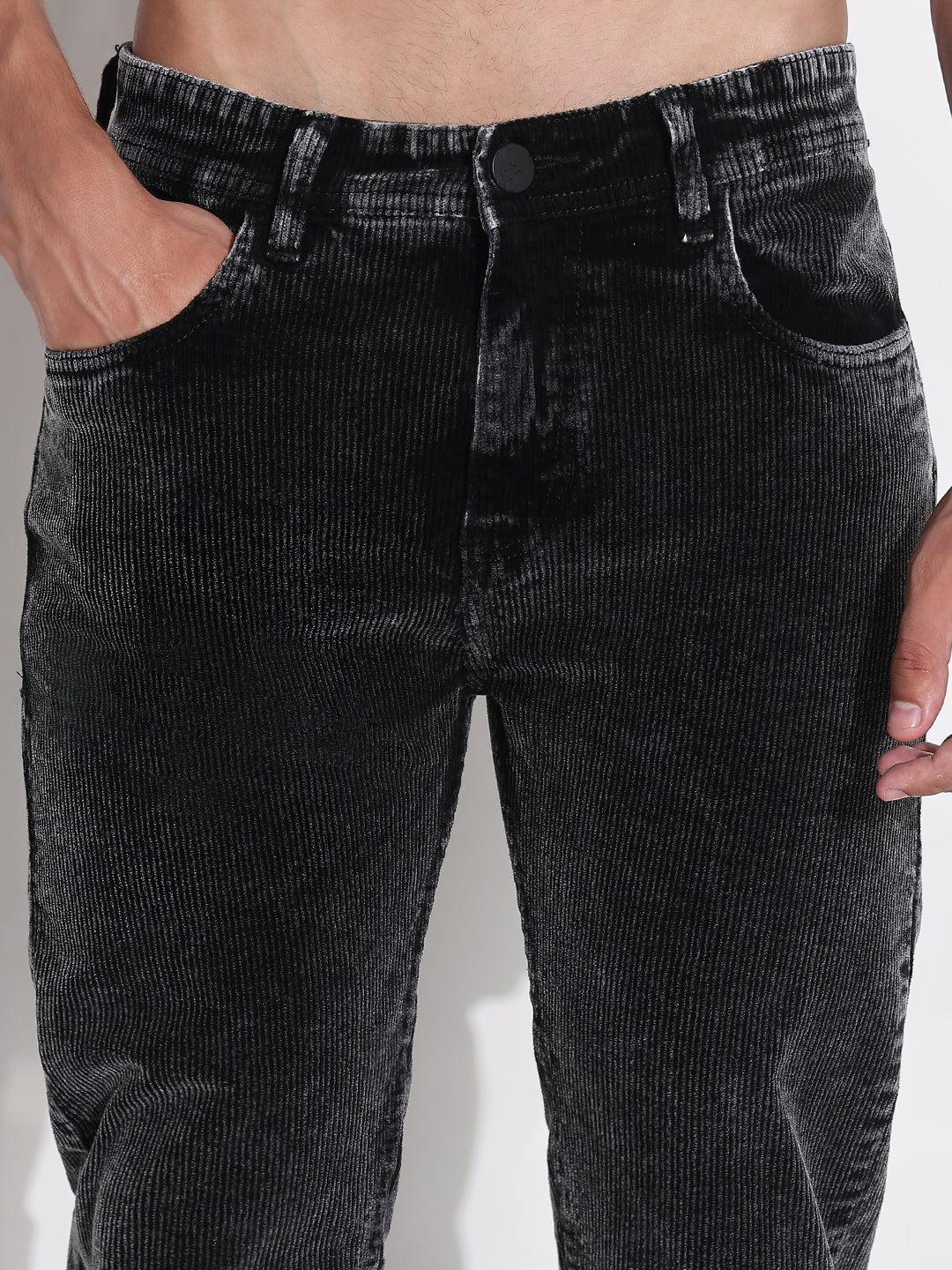 Men's Black Slim Fit Corduroy Jeans