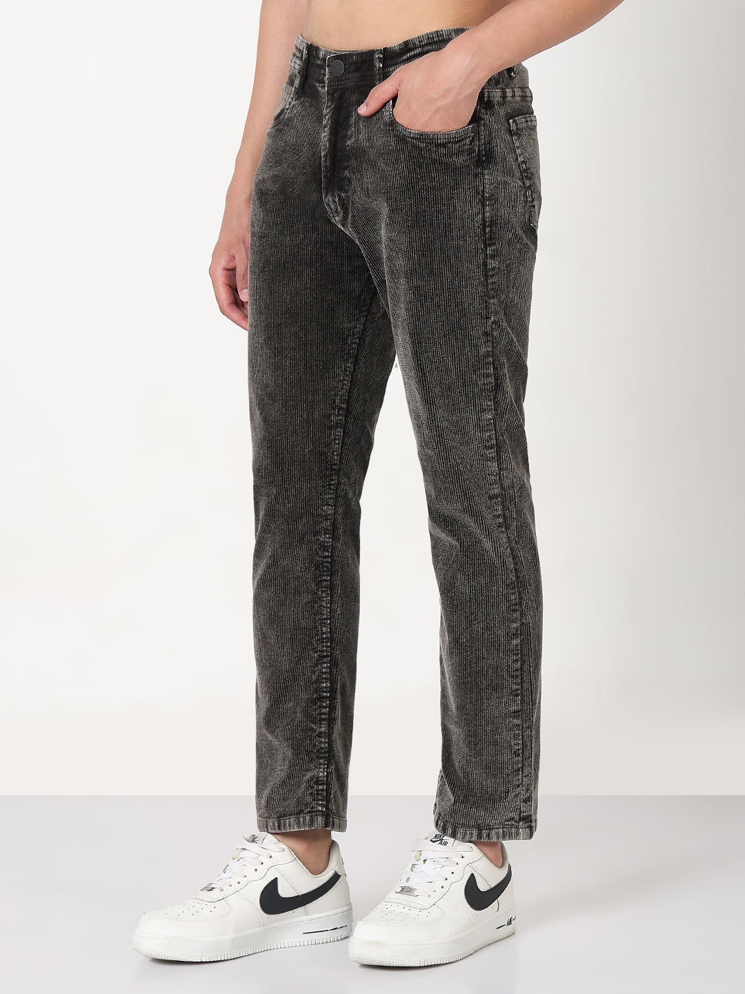 Men's Brown Slim Fit Corduroy Jeans