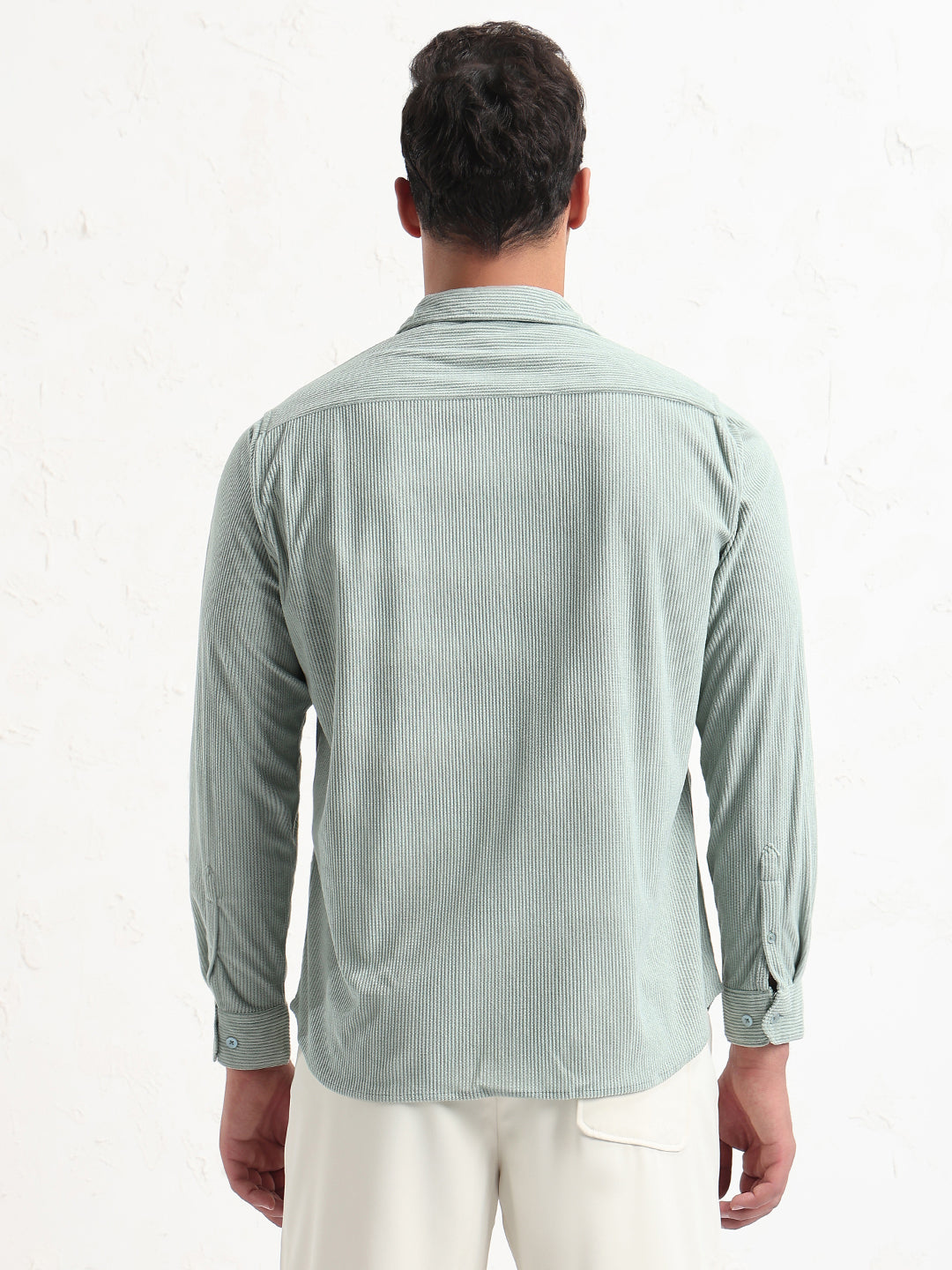 Men's Green Solid Slim Fit Shirt