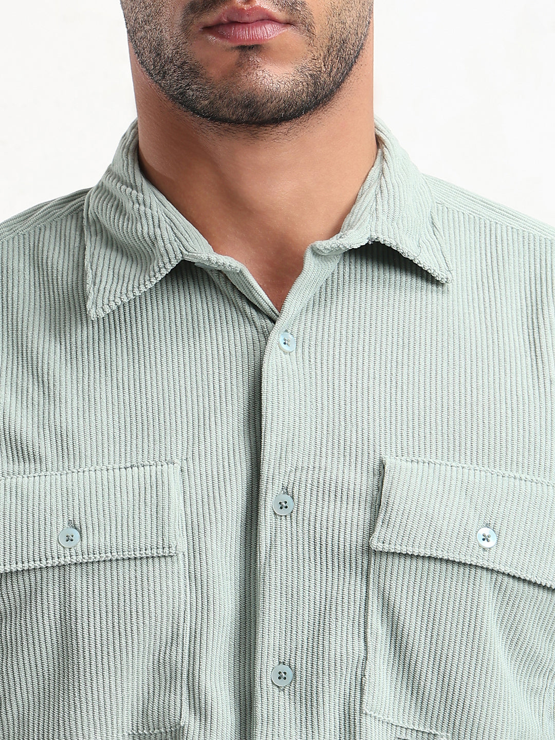 Men's Green Solid Slim Fit Shirt