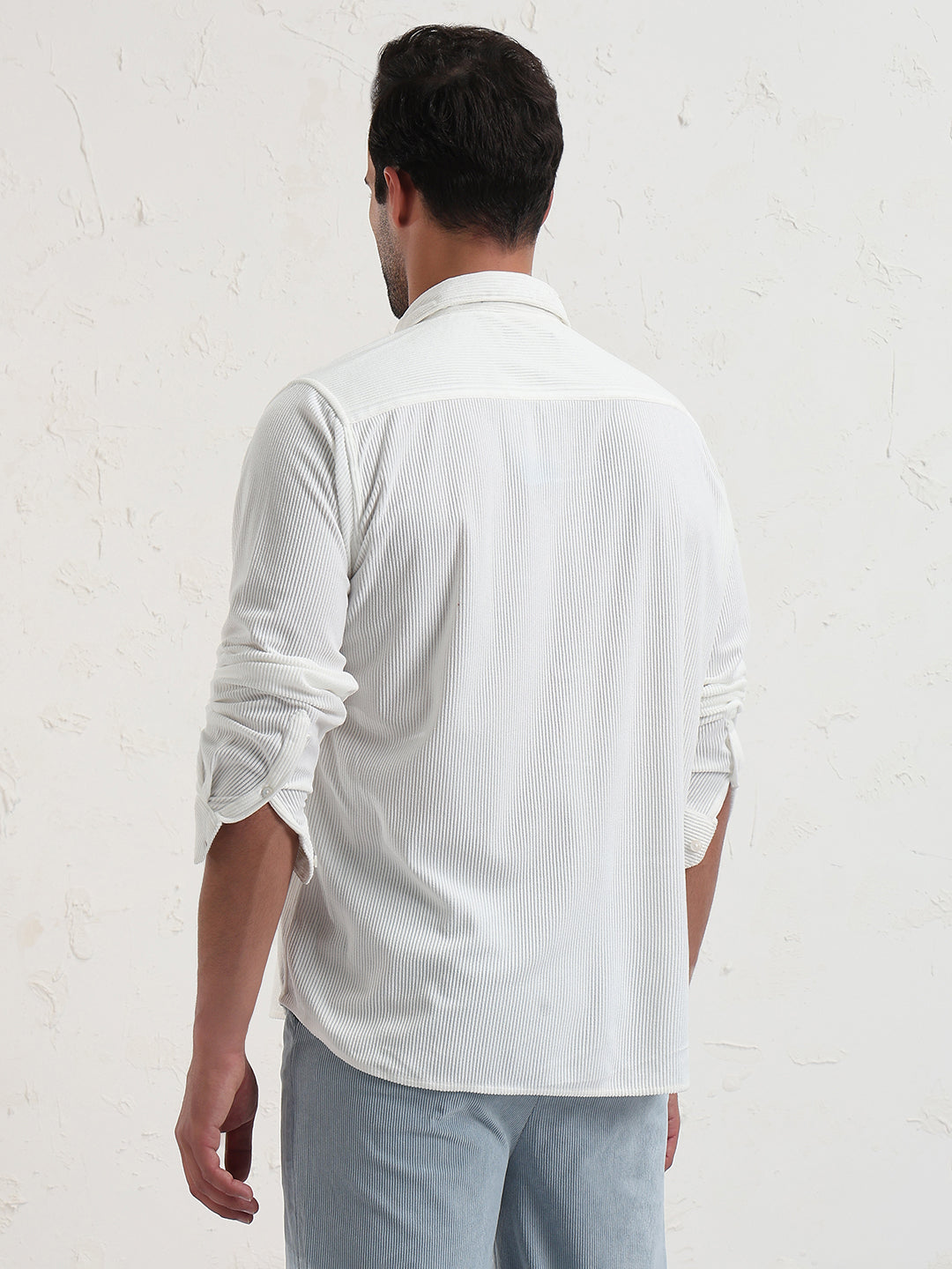 Men's White Solid Slim Fit Shirt